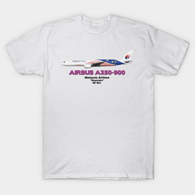 Airbus A350-900 - Malaysia Airlines "Negaraku" T-Shirt by TheArtofFlying